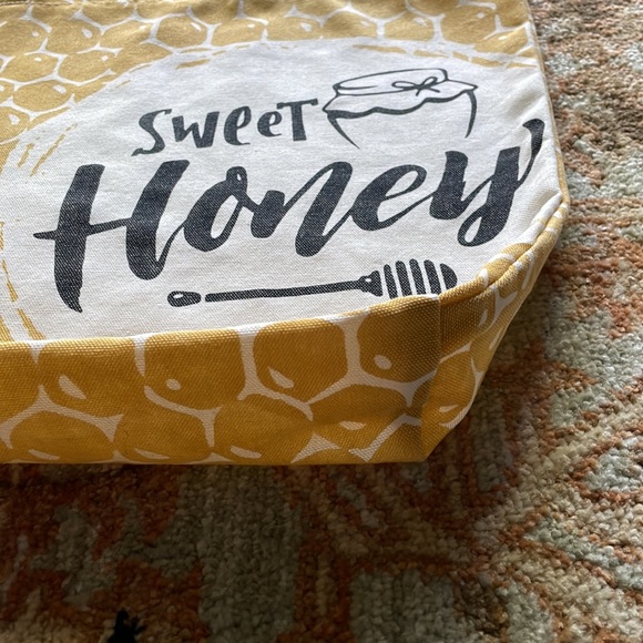 Sweet Honey Honeycomb Printed Cotton Canvas Tote Bag Perfect For Bee Lovers! - Picture 6 of 10